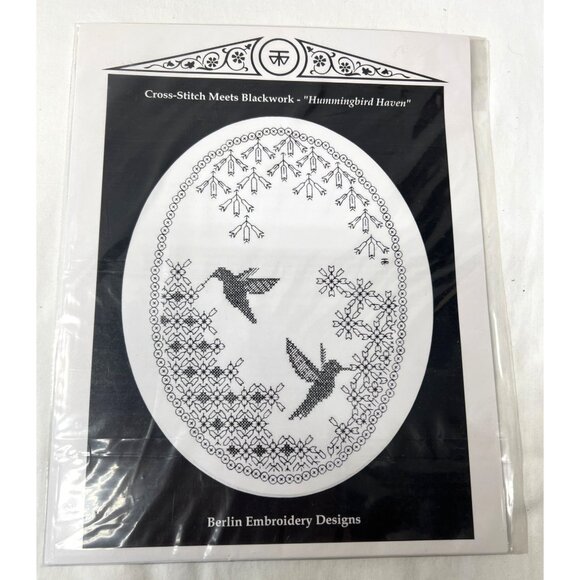 Berlin Embroidery Designs Hummingbird Haven Cross-Stitch Meets Blackwork Kit - Picture 2 of 4